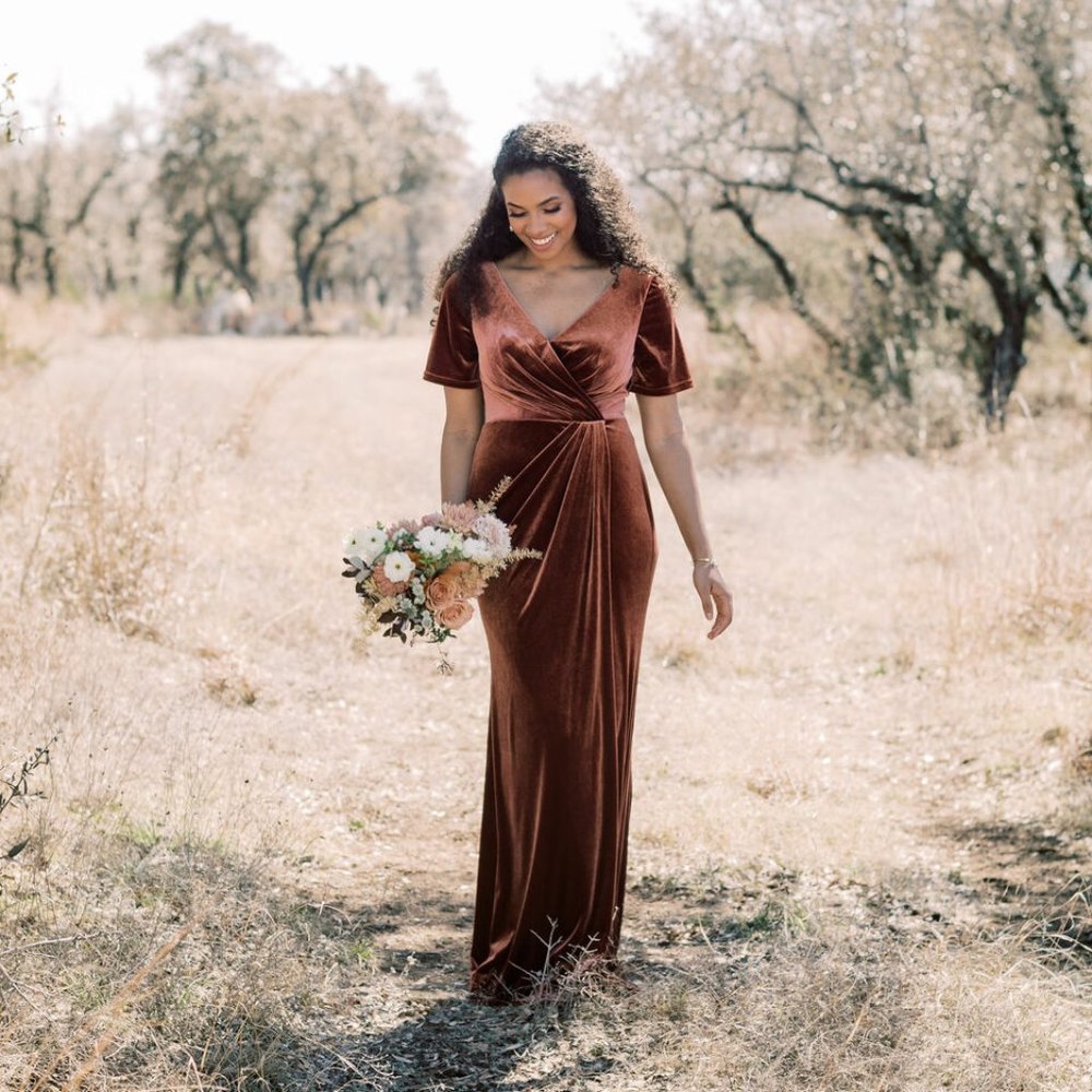 Revelry Giselle Velvet Dress in Terracotta size O